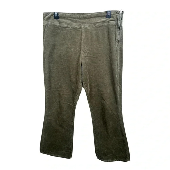 Free People In My Feelings Velvet Pants Green Bootcut Side Zipper Boho Casual - Picture 1 of 8